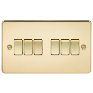 Knightsbridge FP4200PB Flat Plate 10AX 6G 2-Way Switch - Polished Brass