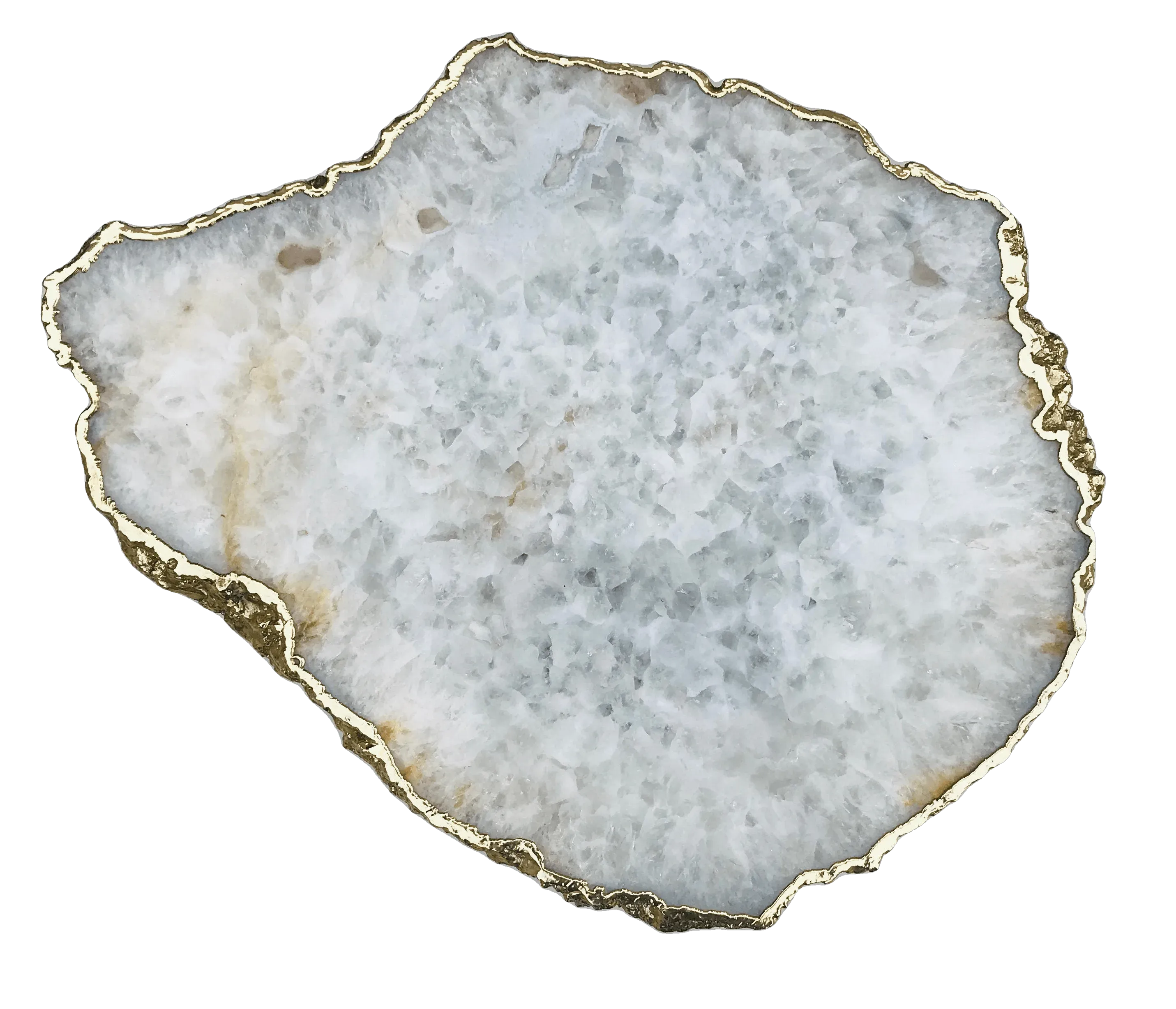 Large White Grey Agate Quartz Organic Edge Accent Table