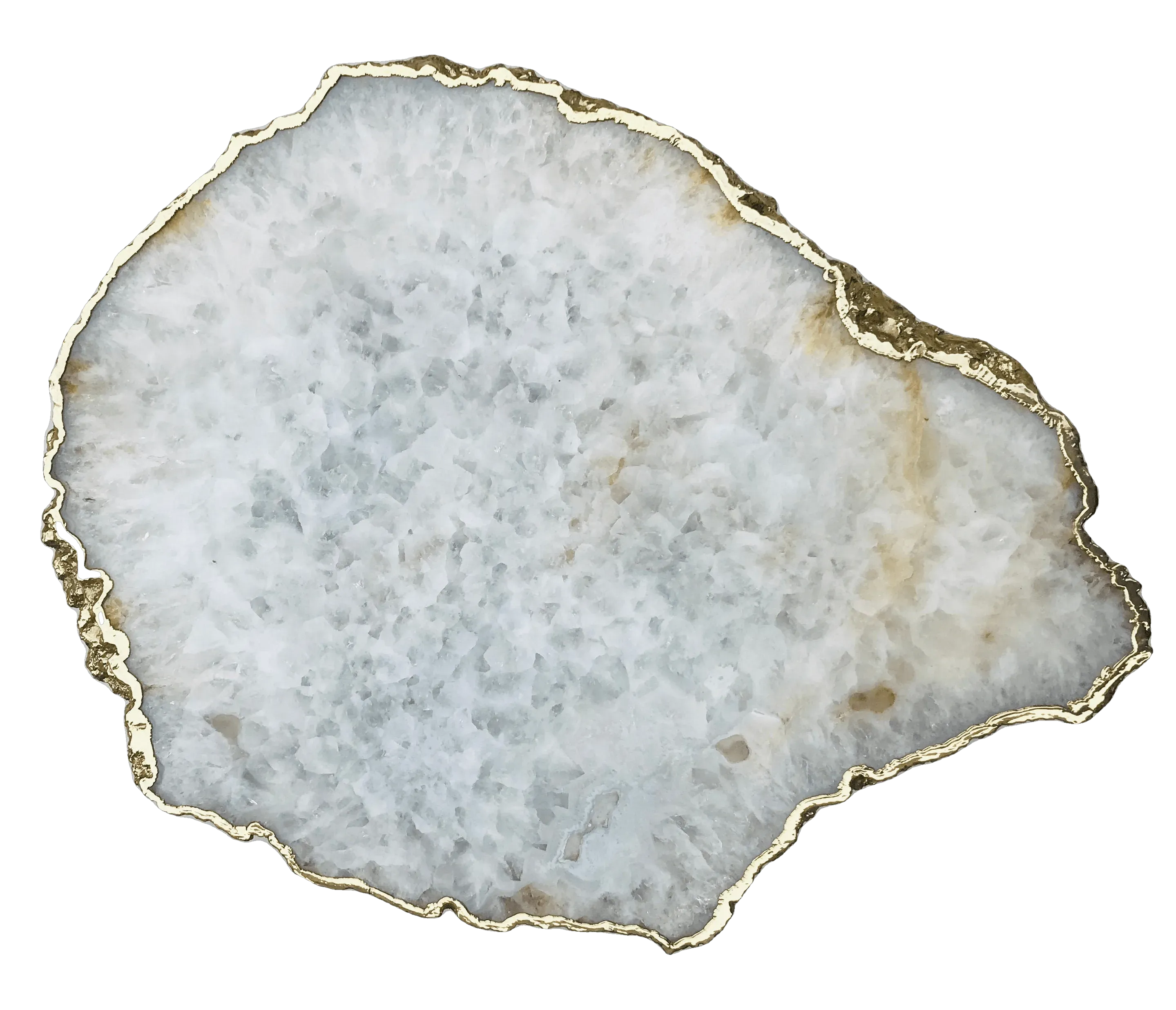 Large White Grey Agate Quartz Organic Edge Accent Table