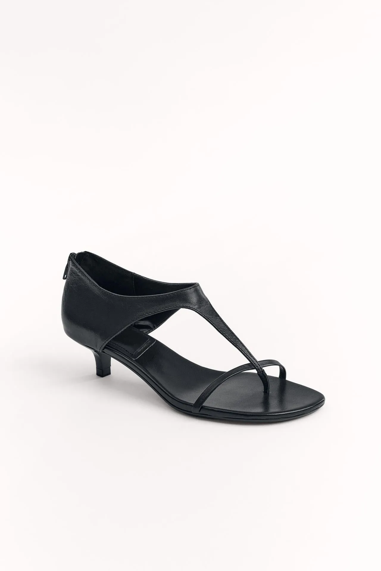 Leather kitten-heel sandals