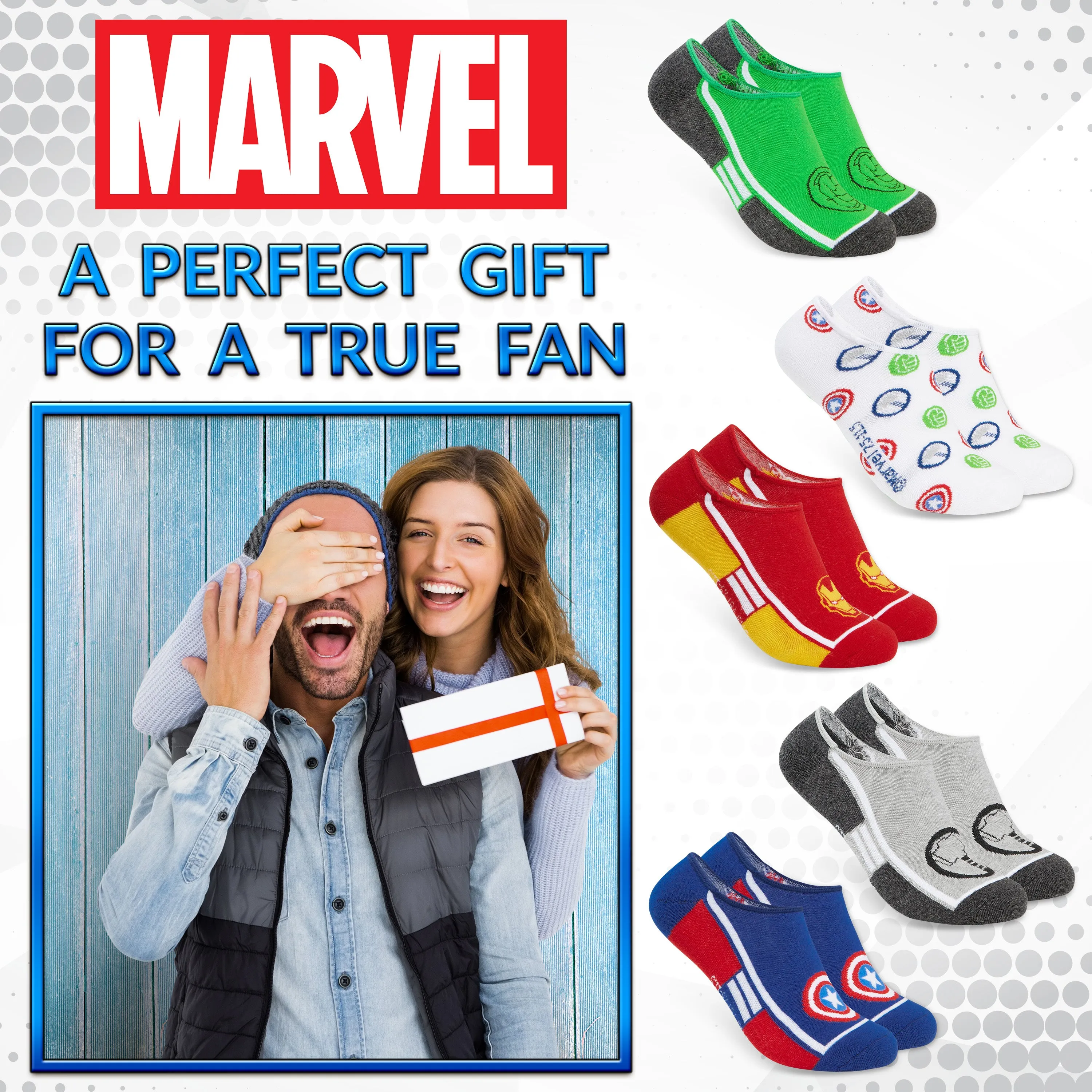 Marvel Mens Socks, Marvel No Show Socks for Men
