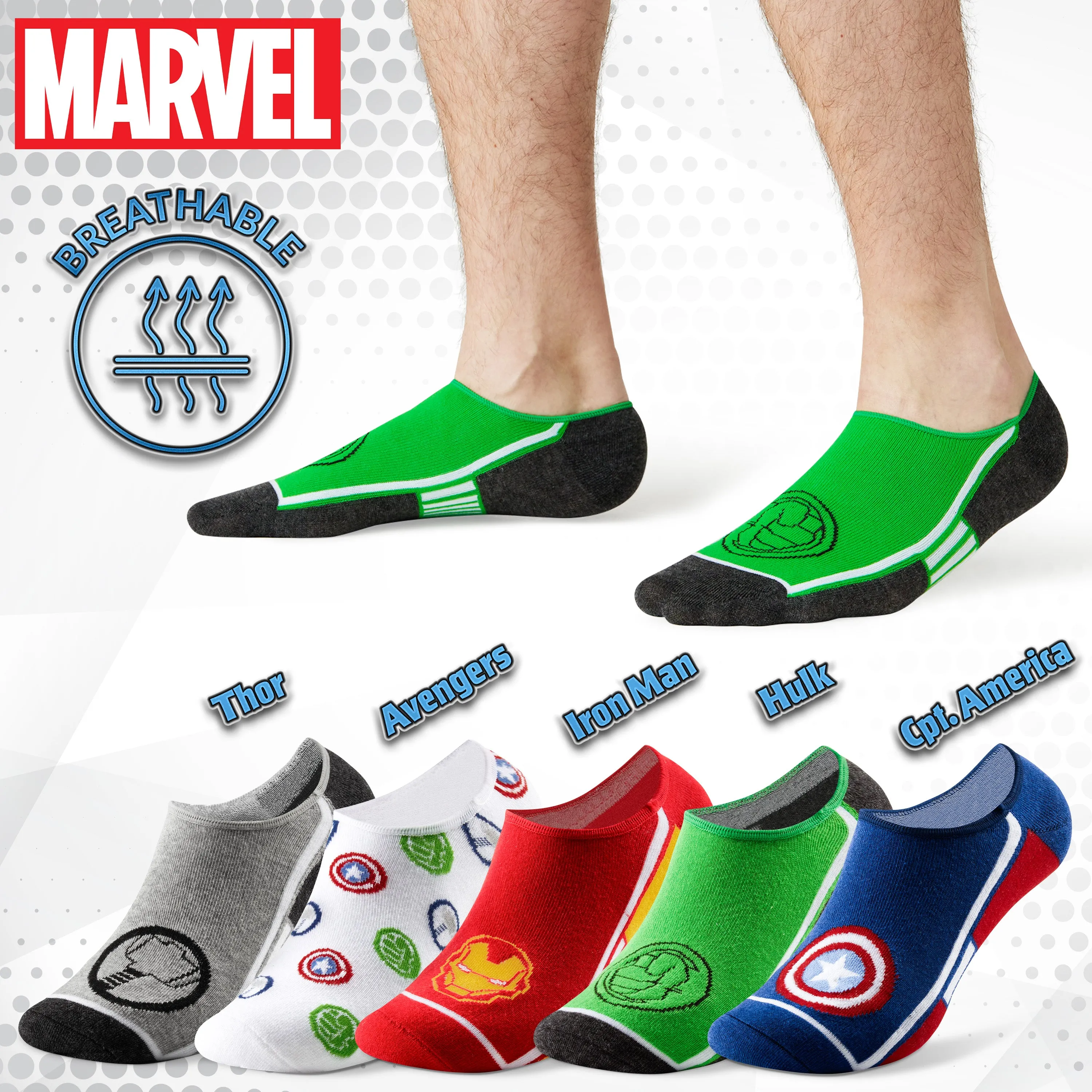 Marvel Mens Socks, Marvel No Show Socks for Men