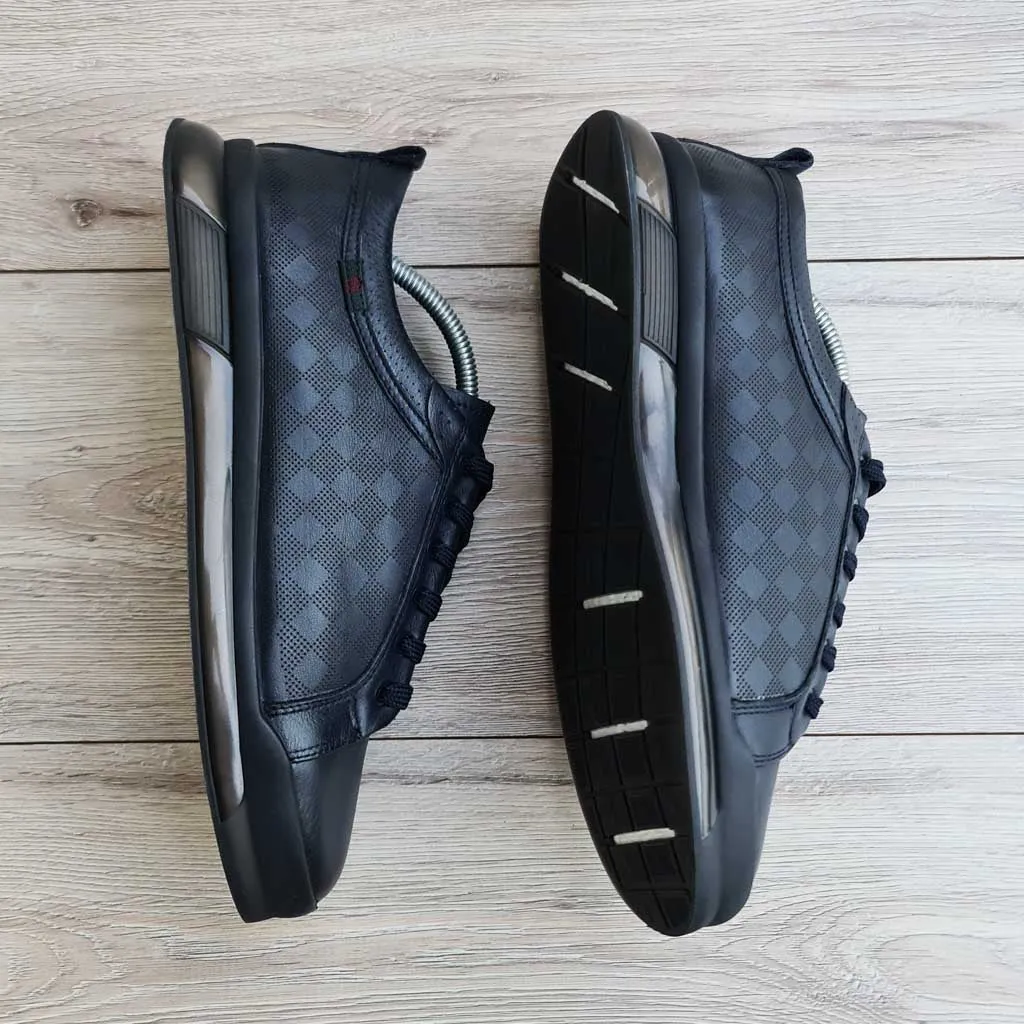 Men's Damier Checkerboard Pattern Leather Sneakers