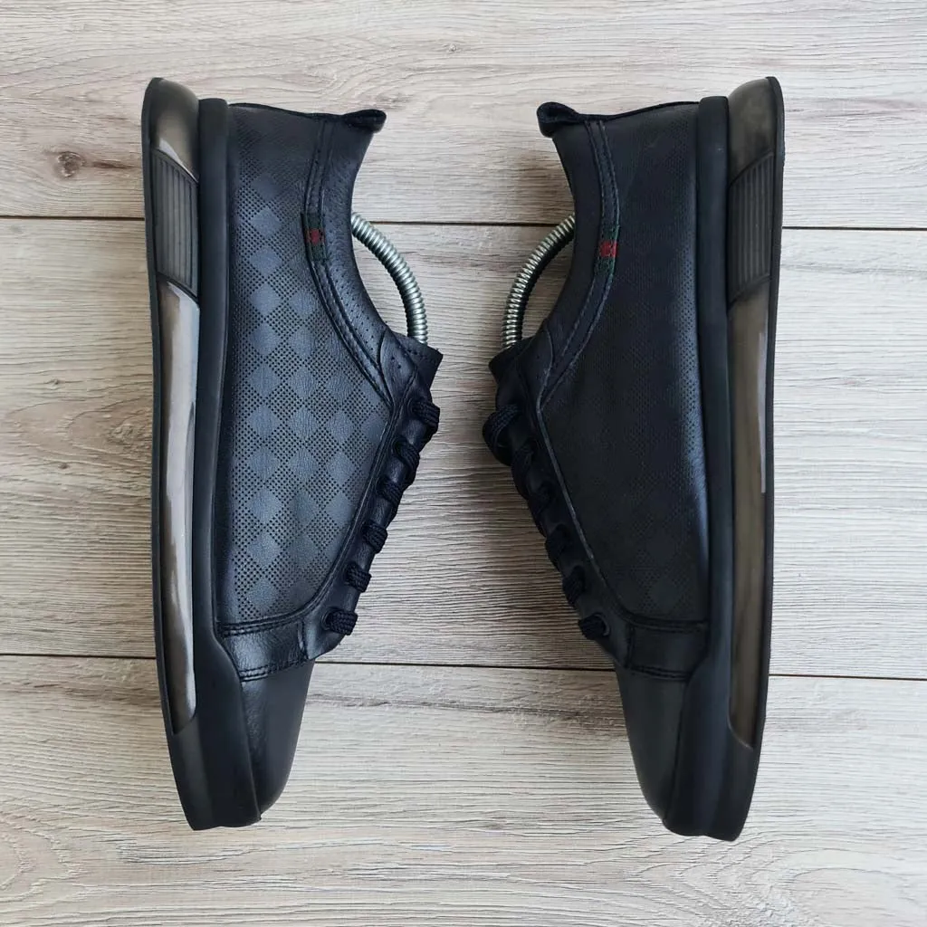Men's Damier Checkerboard Pattern Leather Sneakers