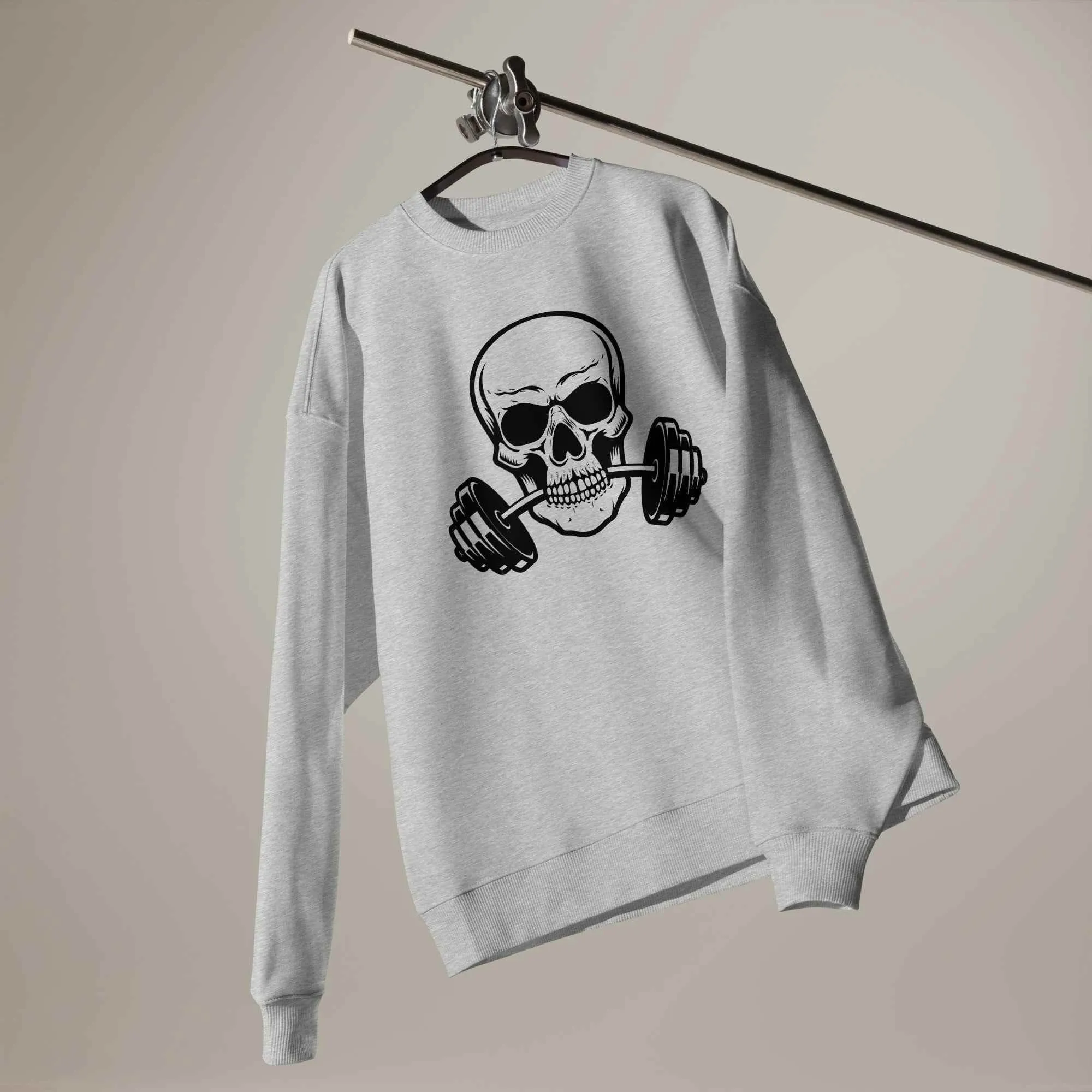 Men's Organic Oversized Sweatshirt Weightlifting Skull | Fitness Apparel