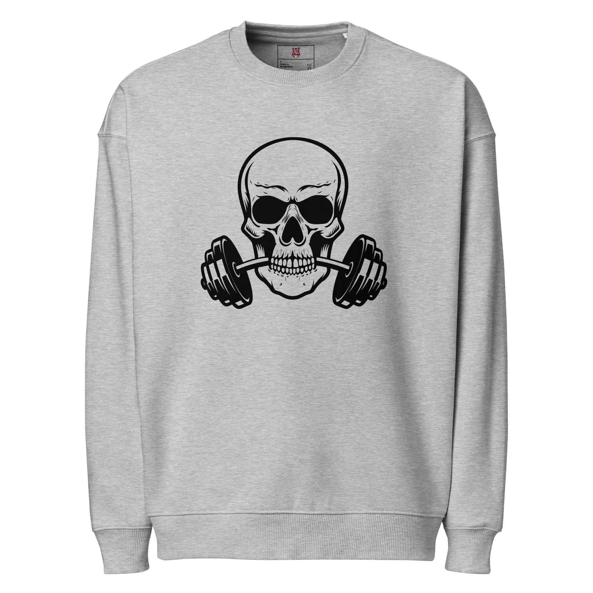 Men's Organic Oversized Sweatshirt Weightlifting Skull | Fitness Apparel