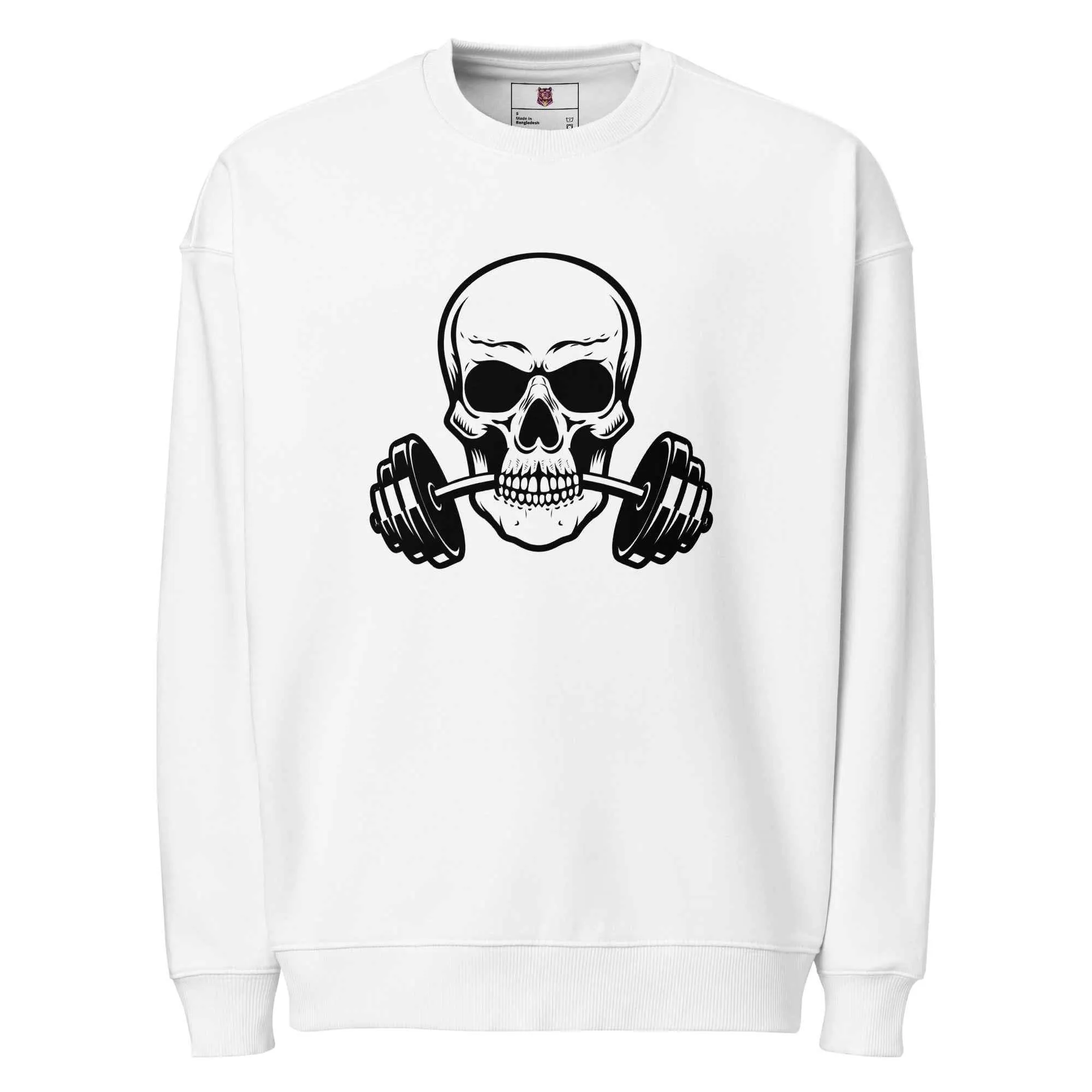Men's Organic Oversized Sweatshirt Weightlifting Skull | Fitness Apparel