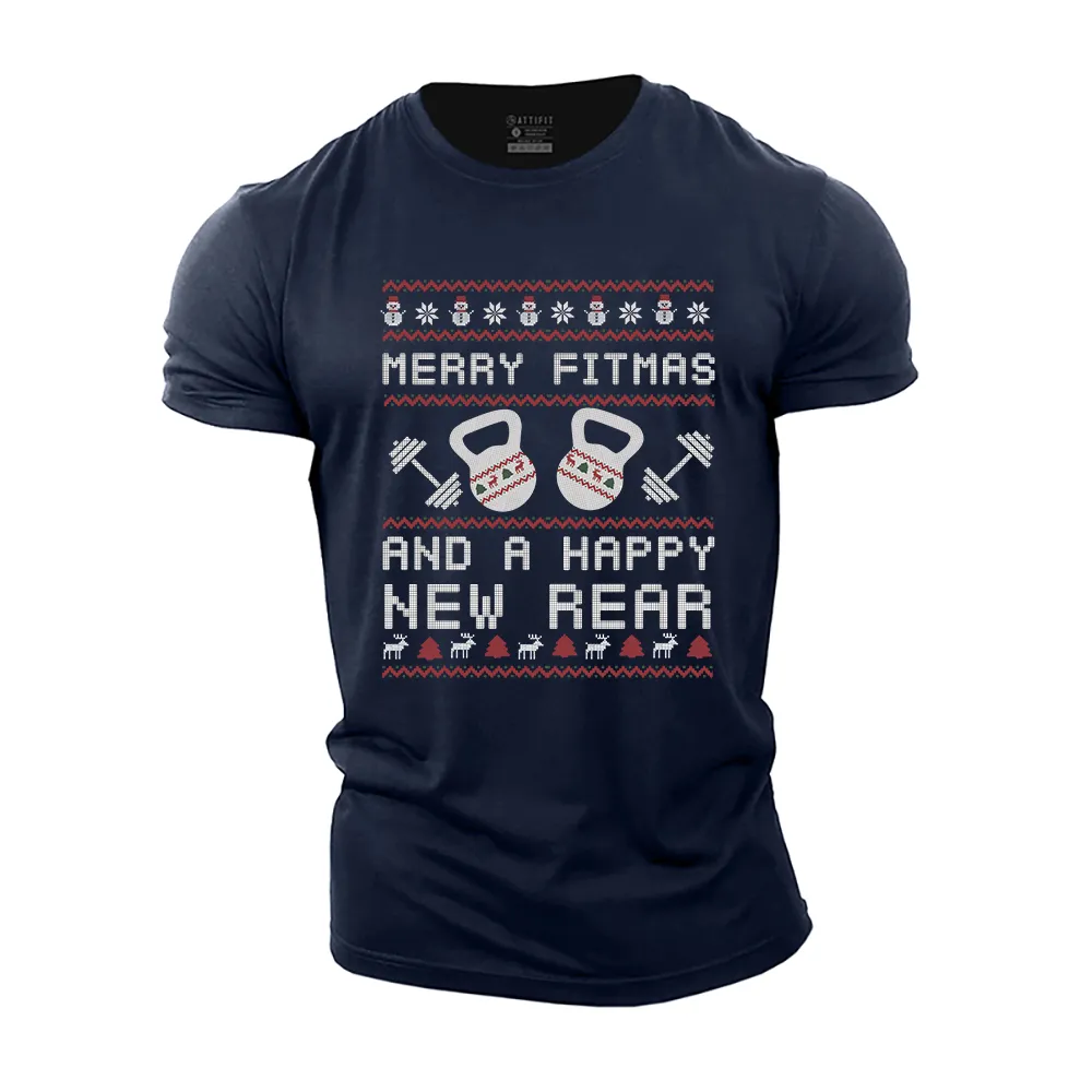 Merry Fitmas and a Happy New Rear Cotton T-Shirt
