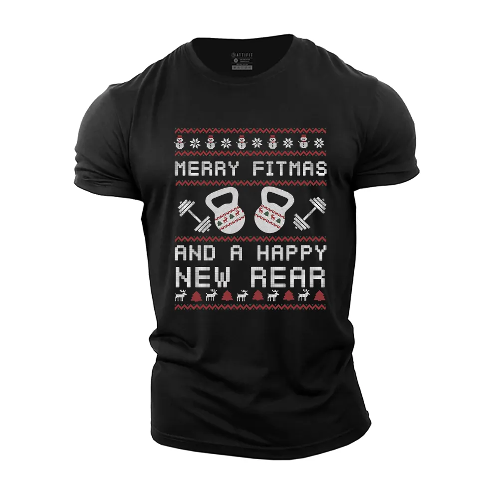 Merry Fitmas and a Happy New Rear Cotton T-Shirt