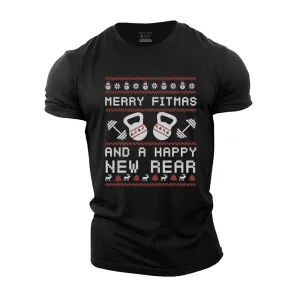 Merry Fitmas and a Happy New Rear Cotton T-Shirt