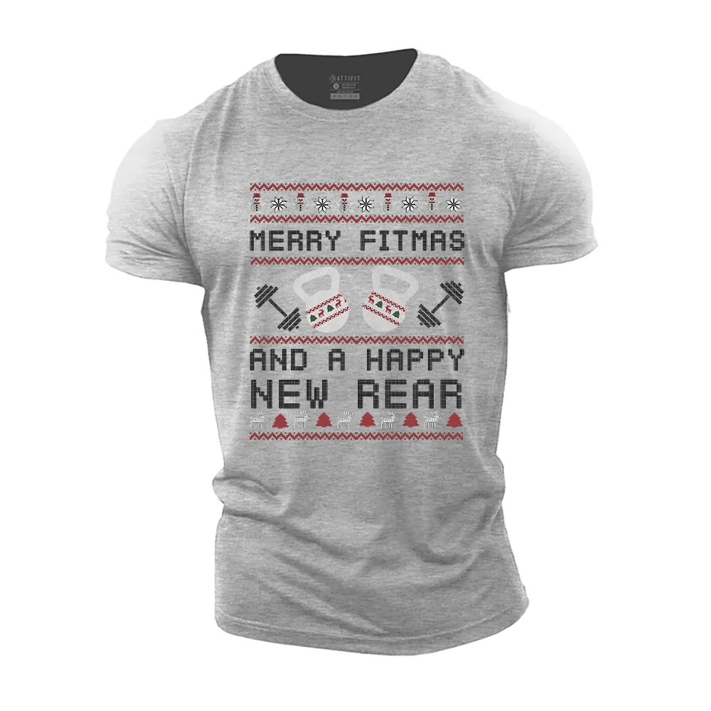 Merry Fitmas and a Happy New Rear Cotton T-Shirt