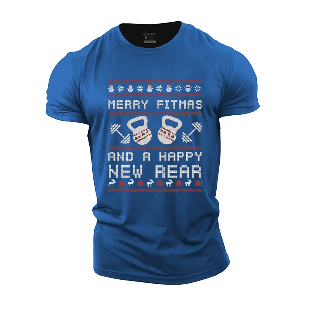 Merry Fitmas and a Happy New Rear Cotton T-Shirt