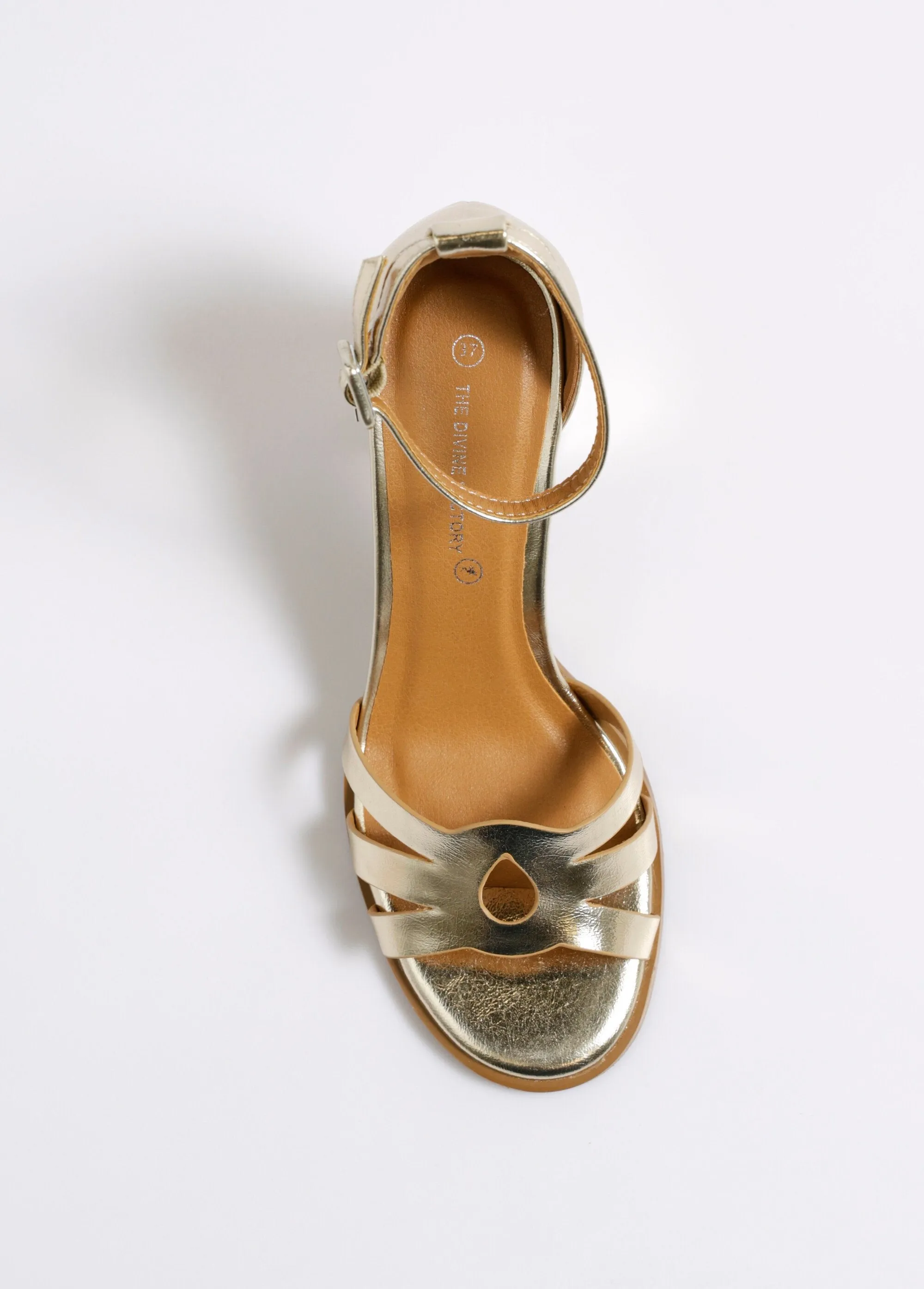Metallic high heel sandals