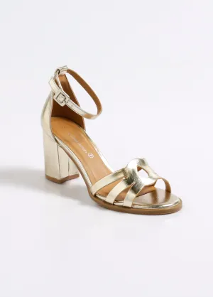 Metallic high heel sandals