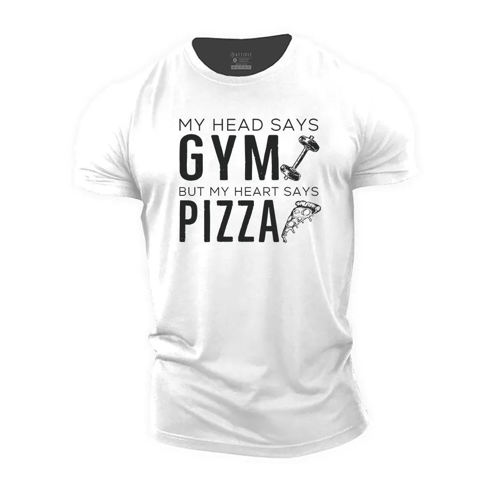 My Heart Says Pizza Cotton T-Shirt