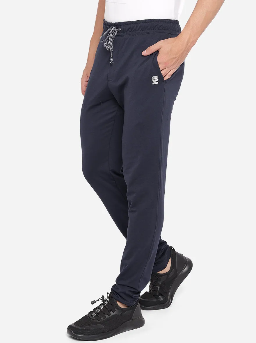 Navy Blue Solid Regular Fit Track Pants | JadeBlue