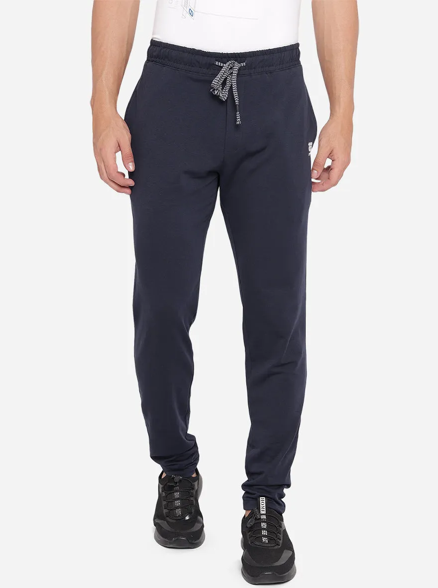 Navy Blue Solid Regular Fit Track Pants | JadeBlue