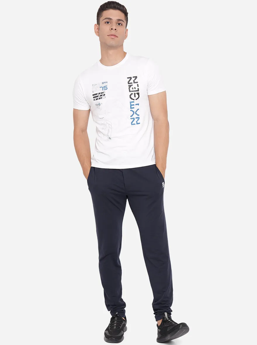 Navy Blue Solid Regular Fit Track Pants | JadeBlue
