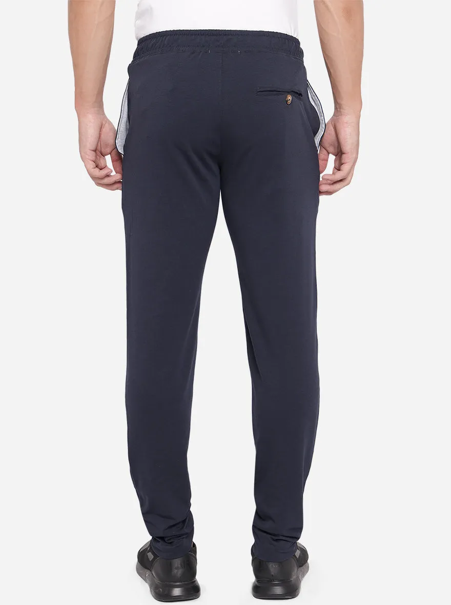 Navy Blue Solid Regular Fit Track Pants | JadeBlue