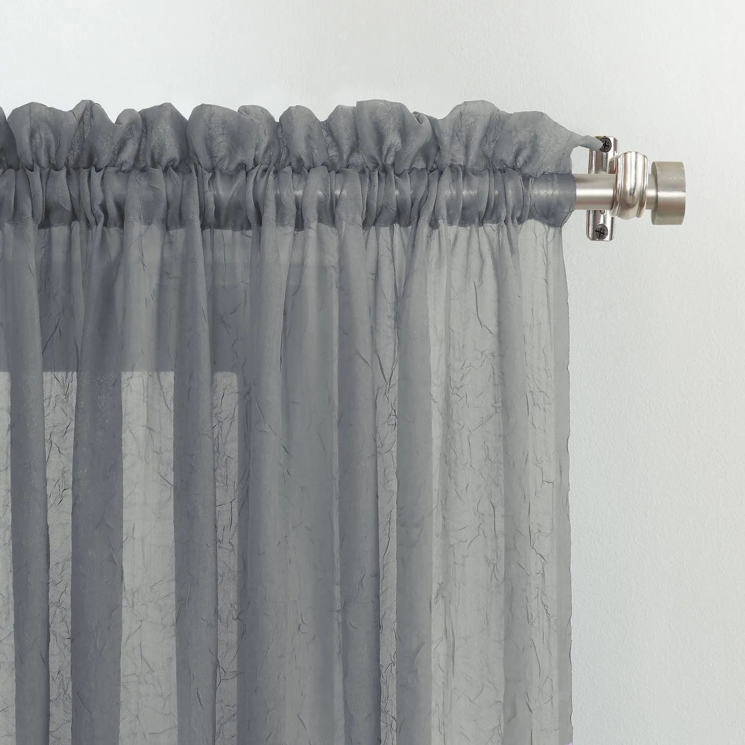 New Mainstays Crushed Voile Curtain Panel Pair in charcoal, 51" X 84" Each panel