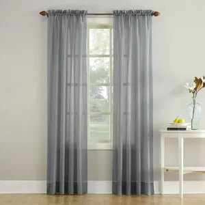 New Mainstays Crushed Voile Curtain Panel Pair in charcoal, 51" X 84" Each panel