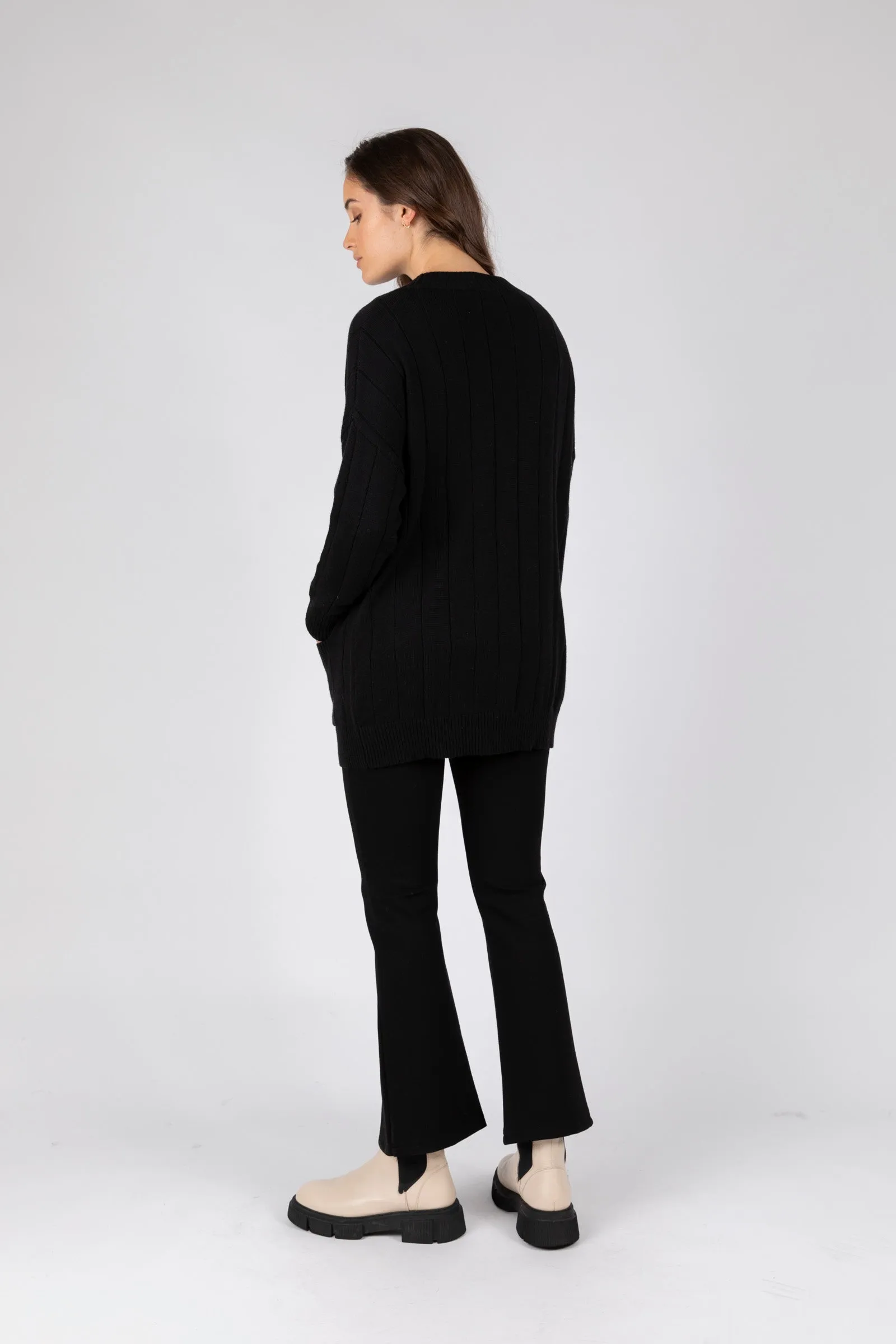 Noho Longline Cardigan - Black