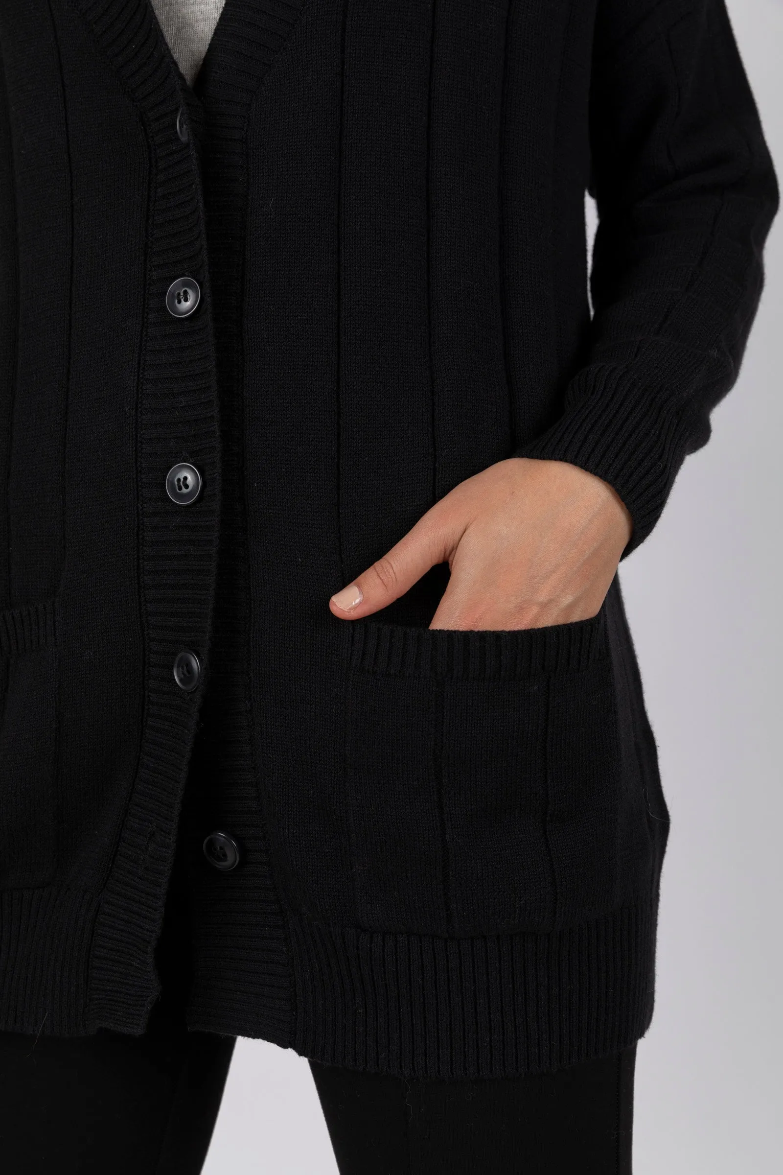 Noho Longline Cardigan - Black