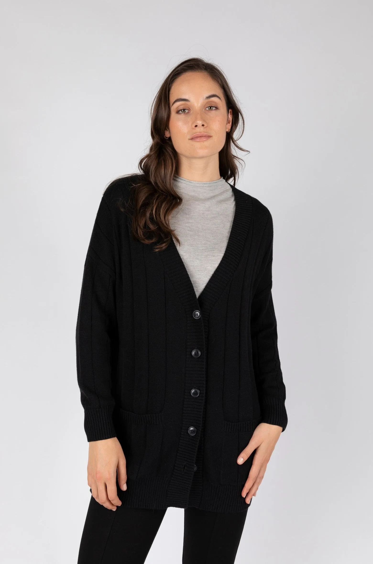 Noho Longline Cardigan - Black