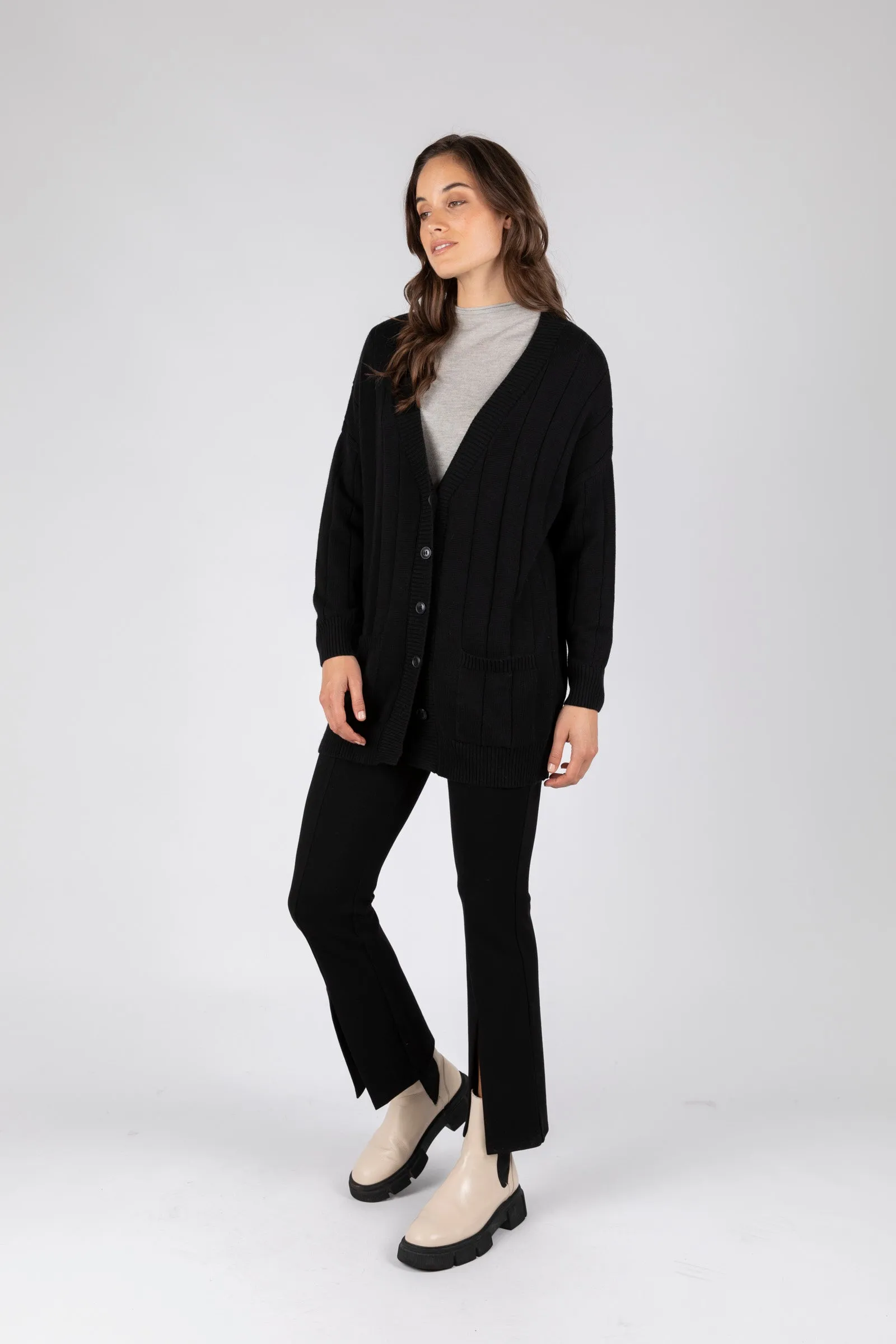 Noho Longline Cardigan - Black