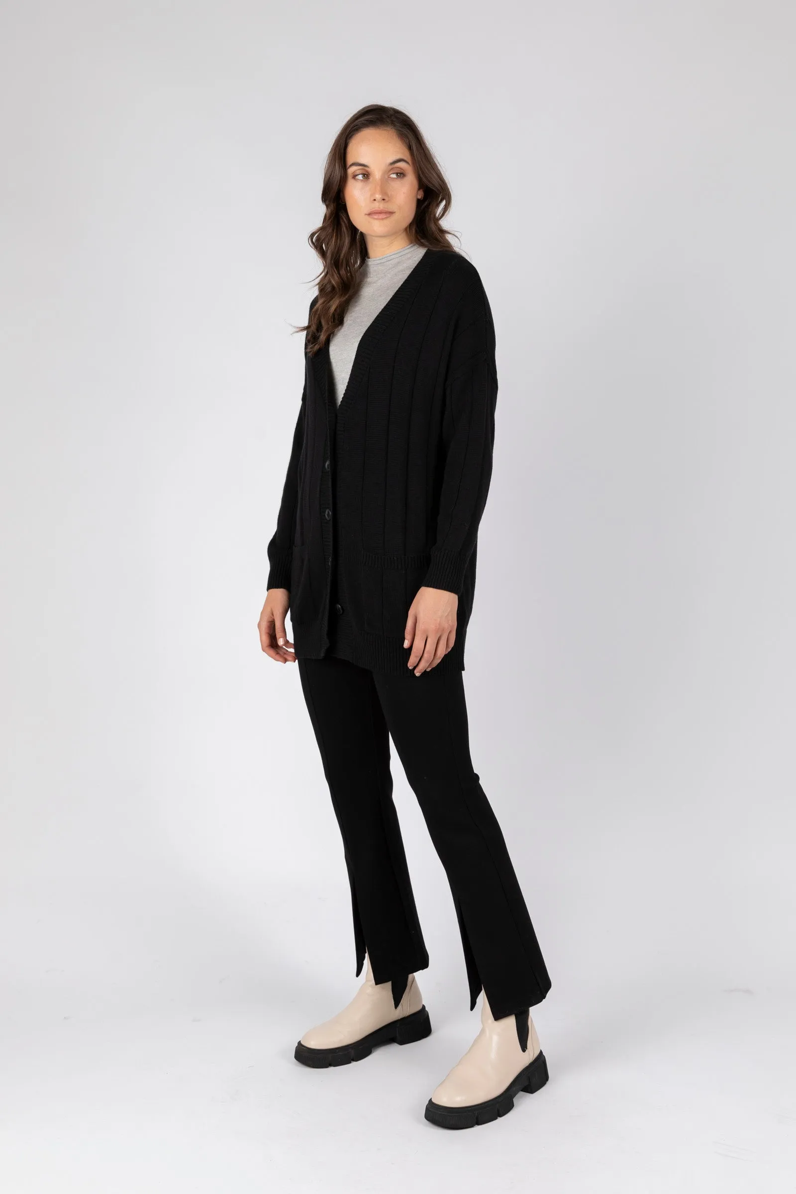 Noho Longline Cardigan - Black