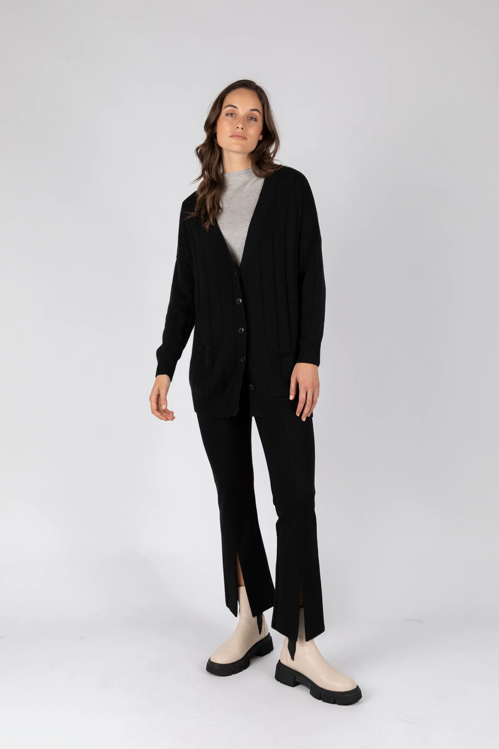 Noho Longline Cardigan - Black
