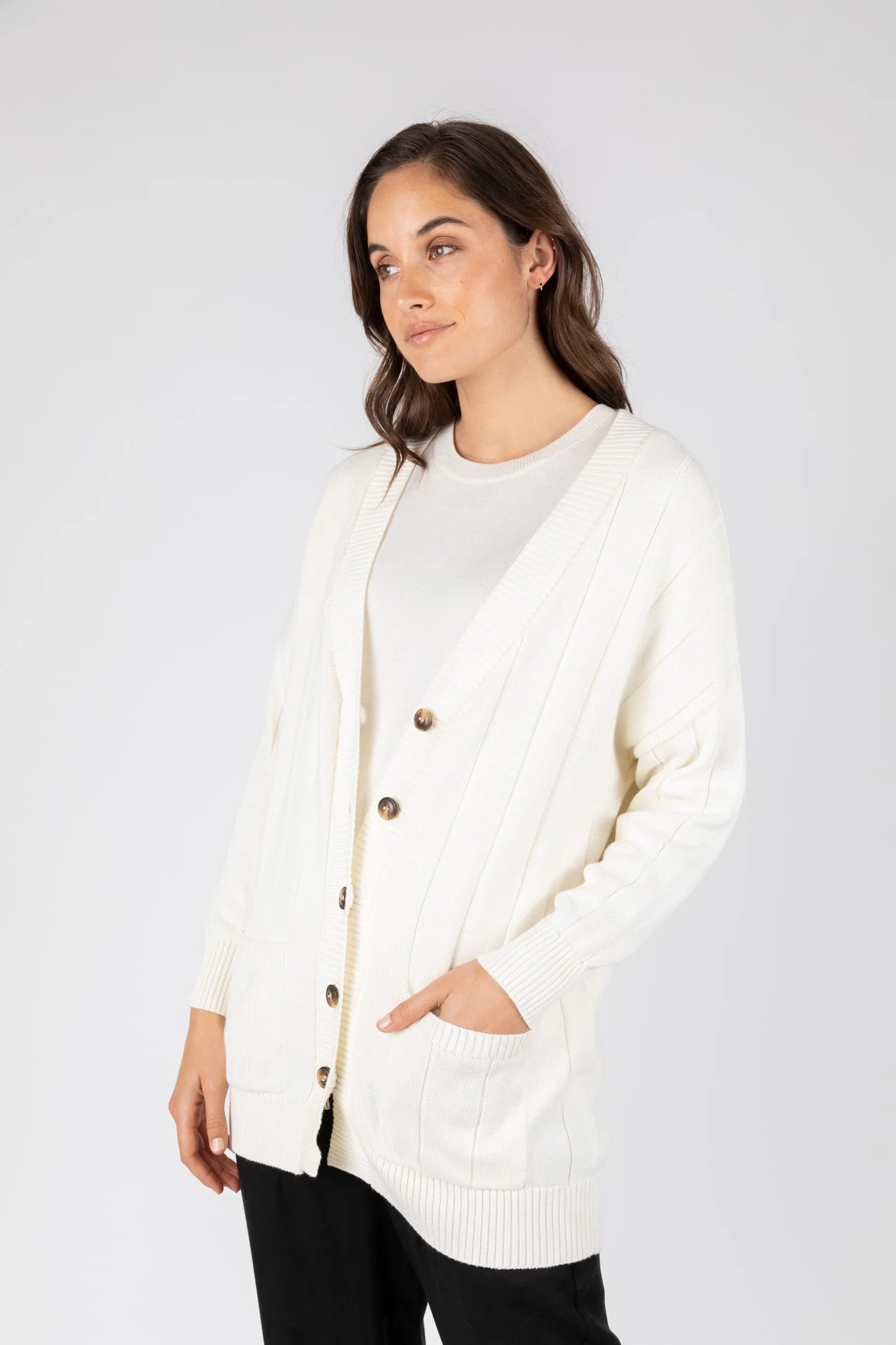 Noho Longline Cardigan - Ivory