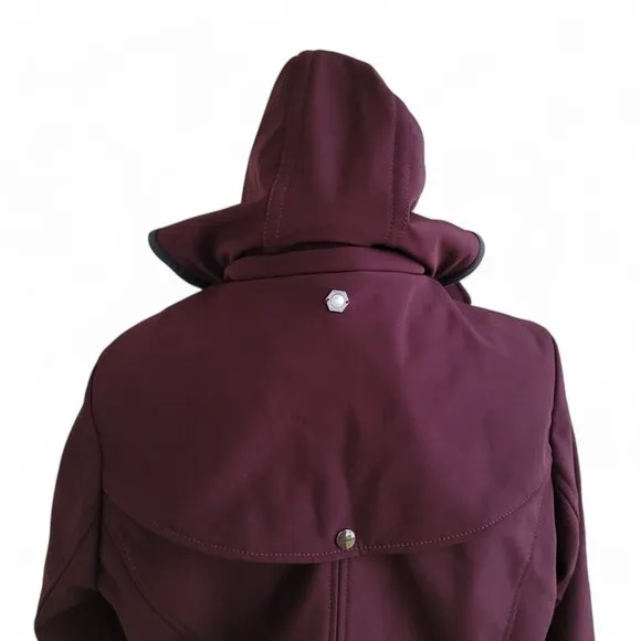NWOT Badgley Mischka Paneled Thermotech Jacket Coat in Burgundy Style 66934