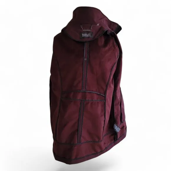 NWOT Badgley Mischka Paneled Thermotech Jacket Coat in Burgundy Style 66934