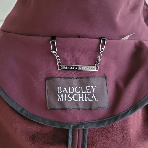 NWOT Badgley Mischka Paneled Thermotech Jacket Coat in Burgundy Style 66934
