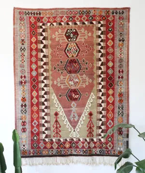 Old Konya Obruk Kilim 5.2ftx6.9ft
