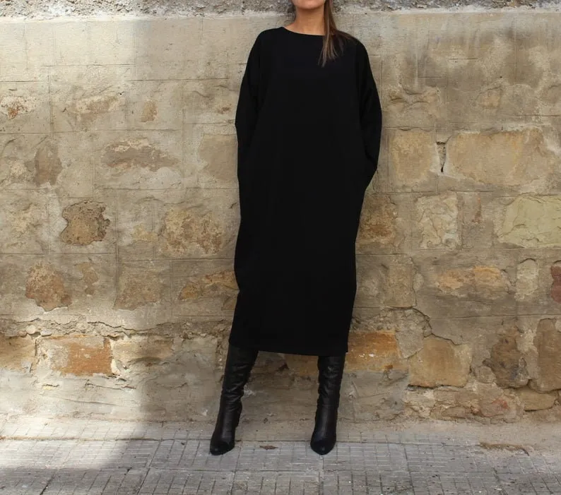 Olive Green Sweater Dress, Plus Size Clothing, Loungewear Dress, Jumper Dress, Long Sleeve Dress, Pocket Dress, Plus Size Dress,Caftan Dress