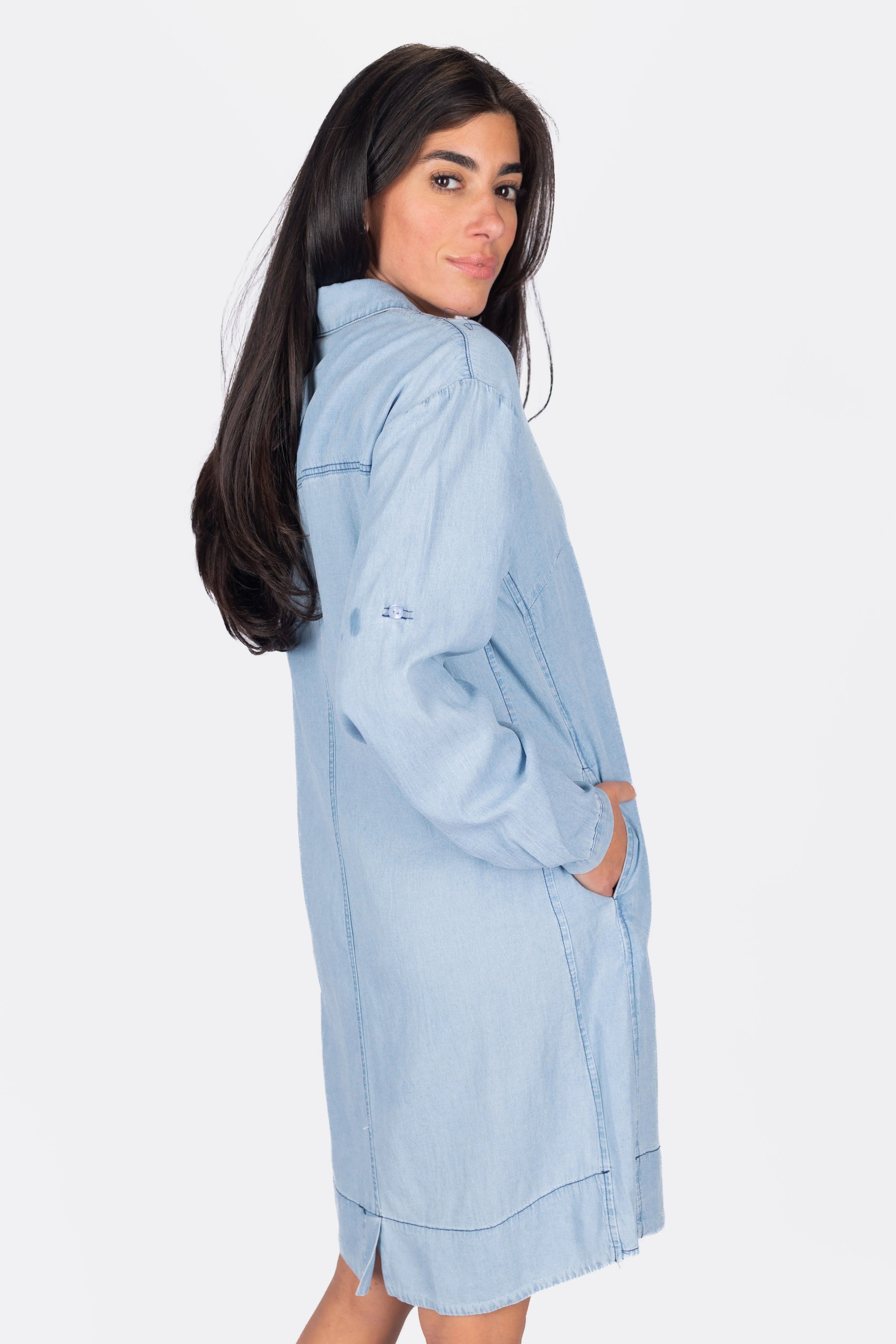 PARKER DRESS 37" (CHAMBRAY)