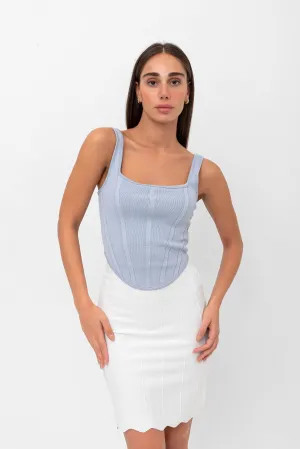 Parker Scalloped Pencil Skirt - White