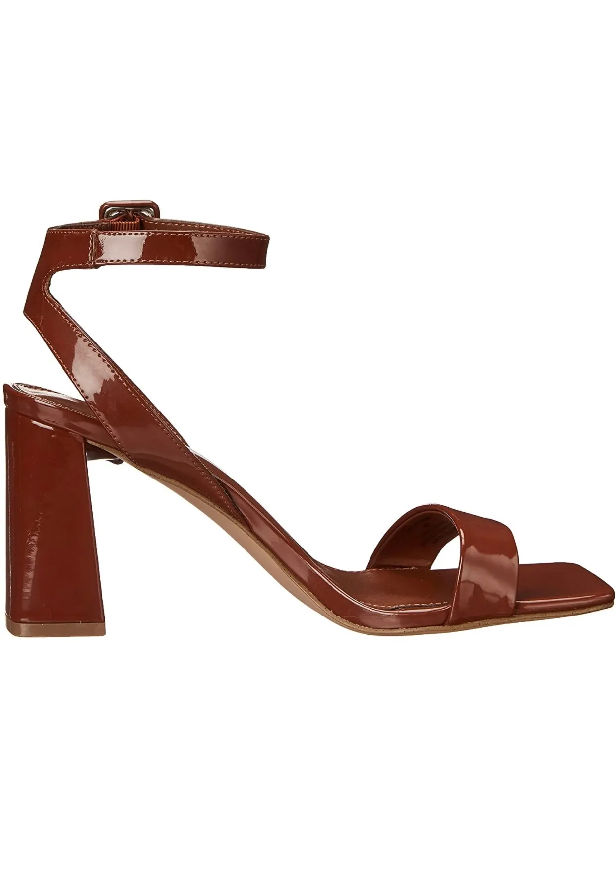 Patent Square Toe Ankle Strap Sandal