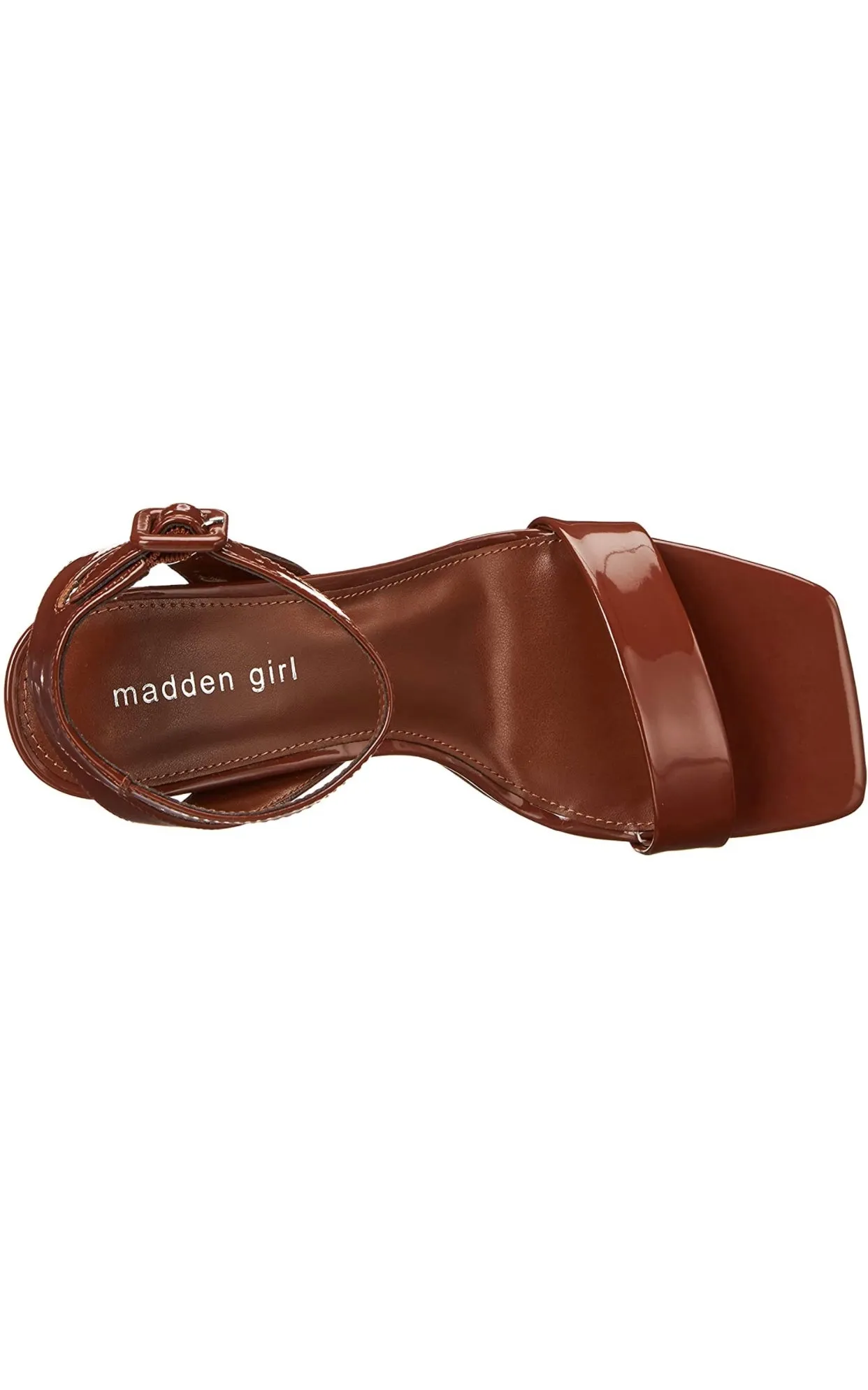 Patent Square Toe Ankle Strap Sandal