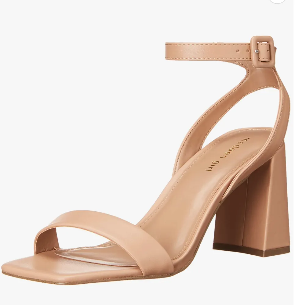 Patent Square Toe Ankle Strap Sandal