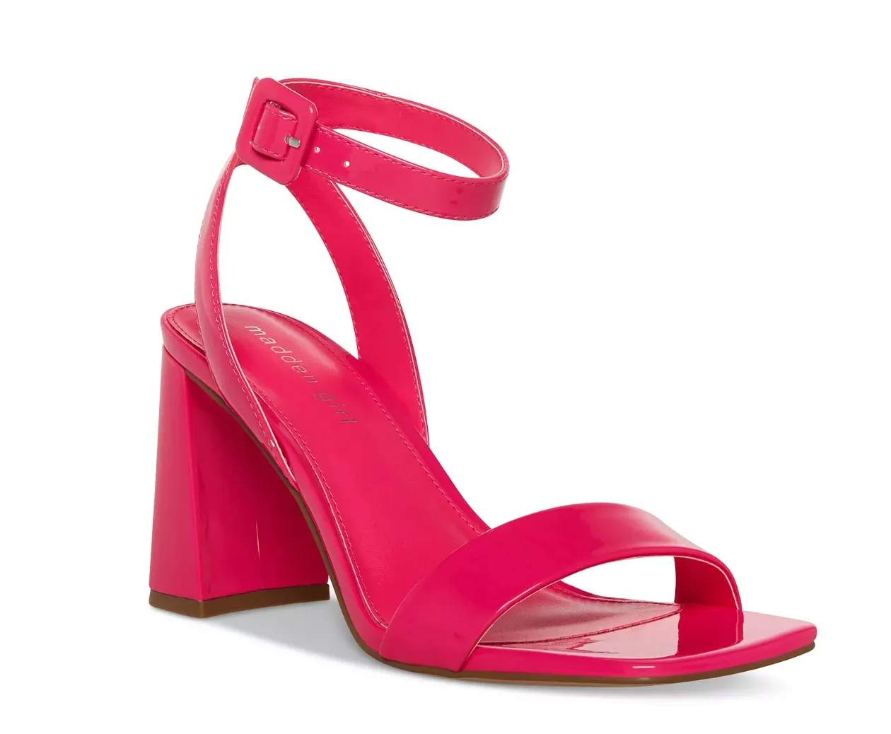 Patent Square Toe Ankle Strap Sandal