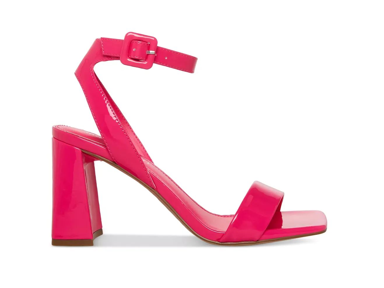 Patent Square Toe Ankle Strap Sandal