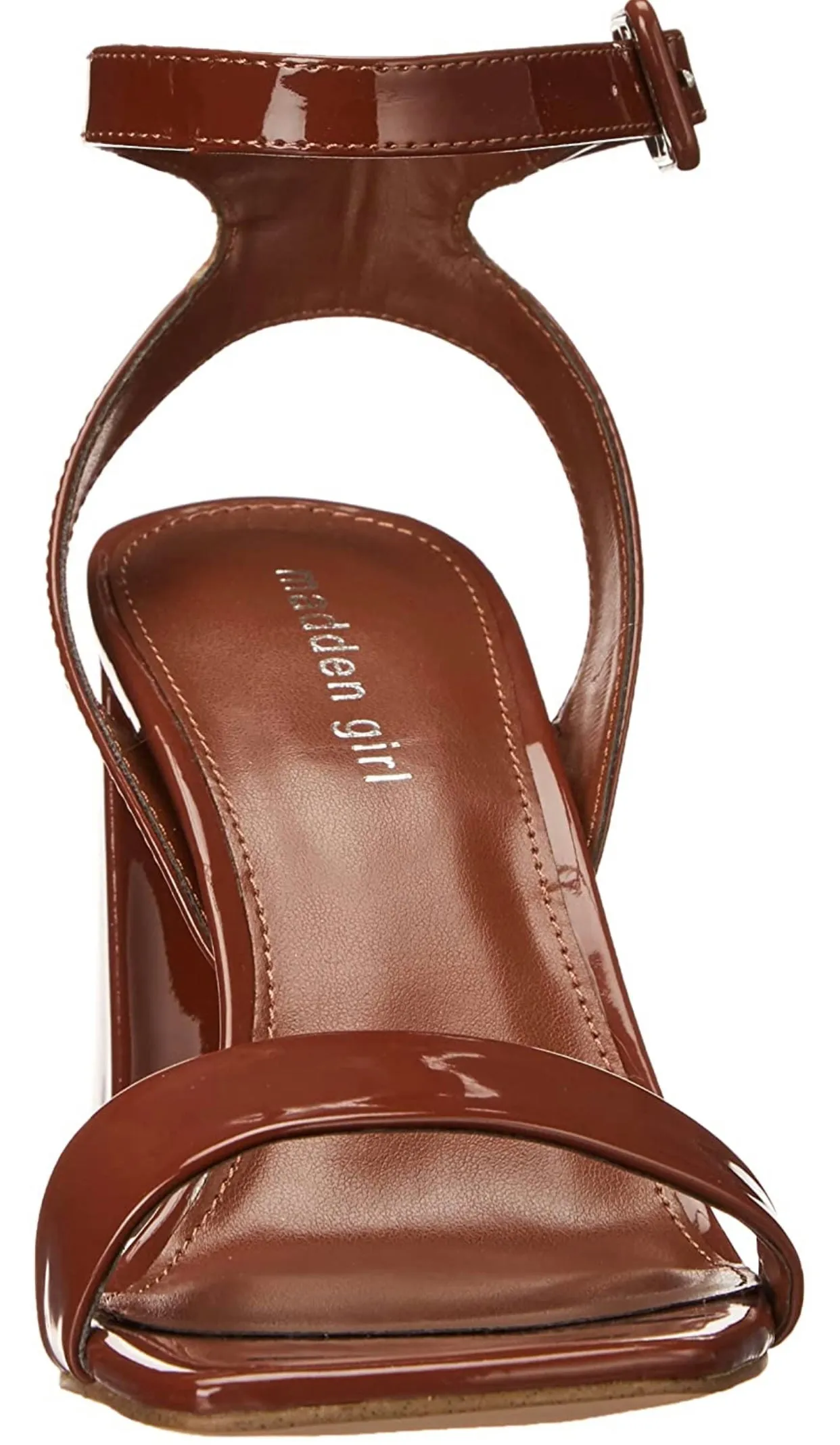Patent Square Toe Ankle Strap Sandal