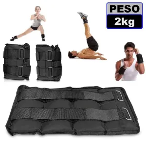 Pesas Tobilleras/Muñequeras Ajustable de 2kg - Negro