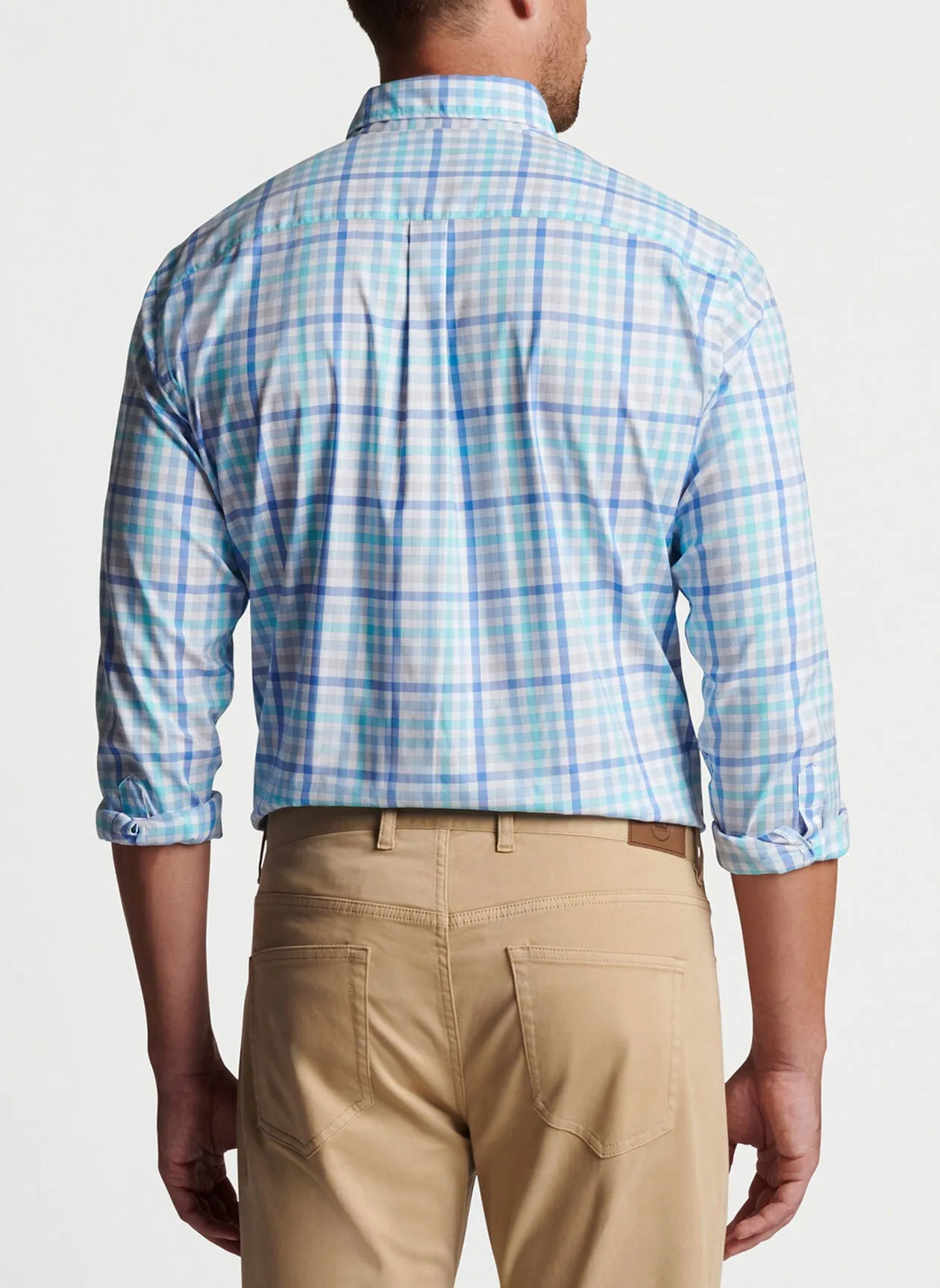 PETER MILLAR WALKER COTTON STRETCH SPORT SHIRT - MARITIME