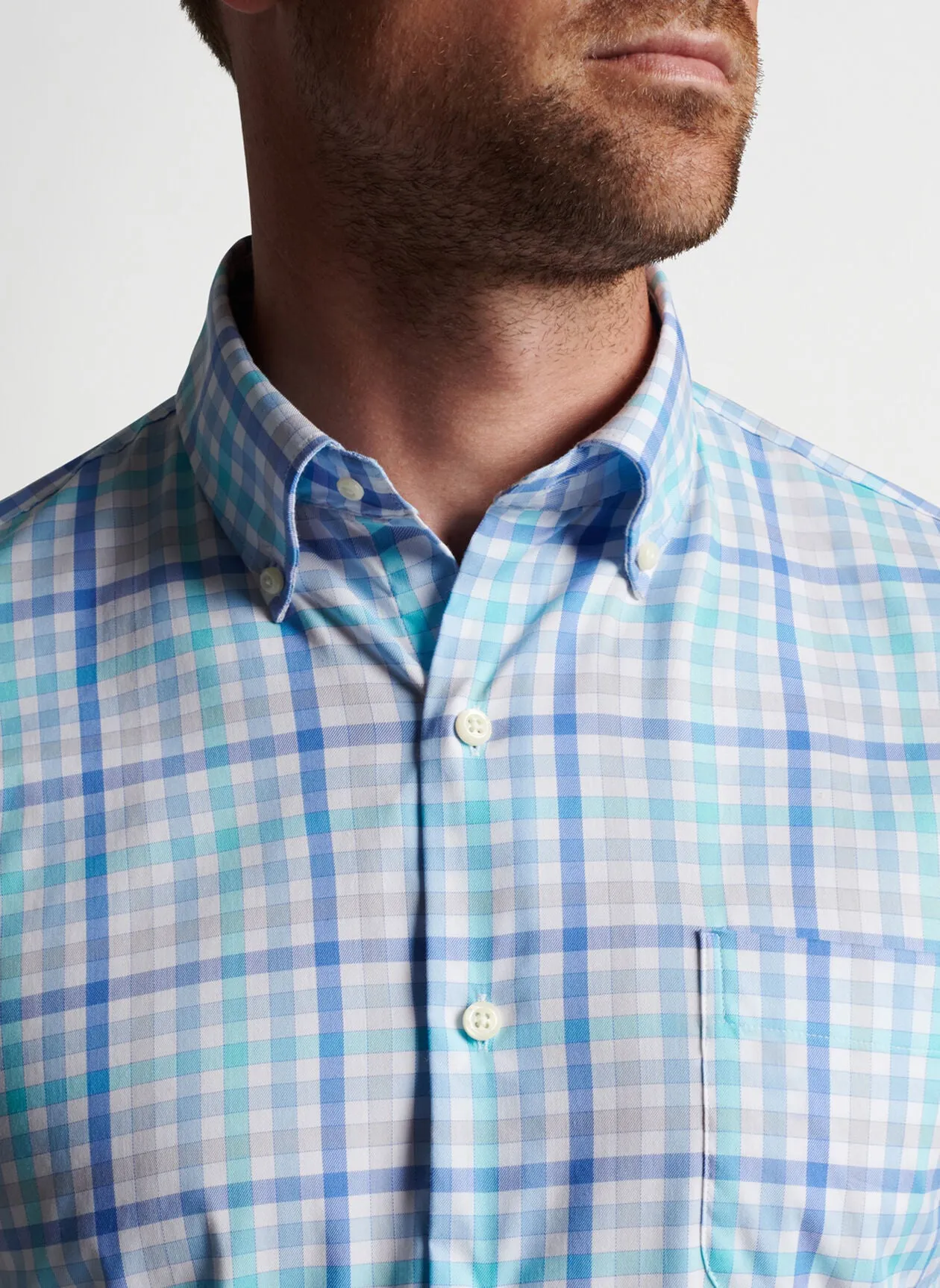 PETER MILLAR WALKER COTTON STRETCH SPORT SHIRT - MARITIME