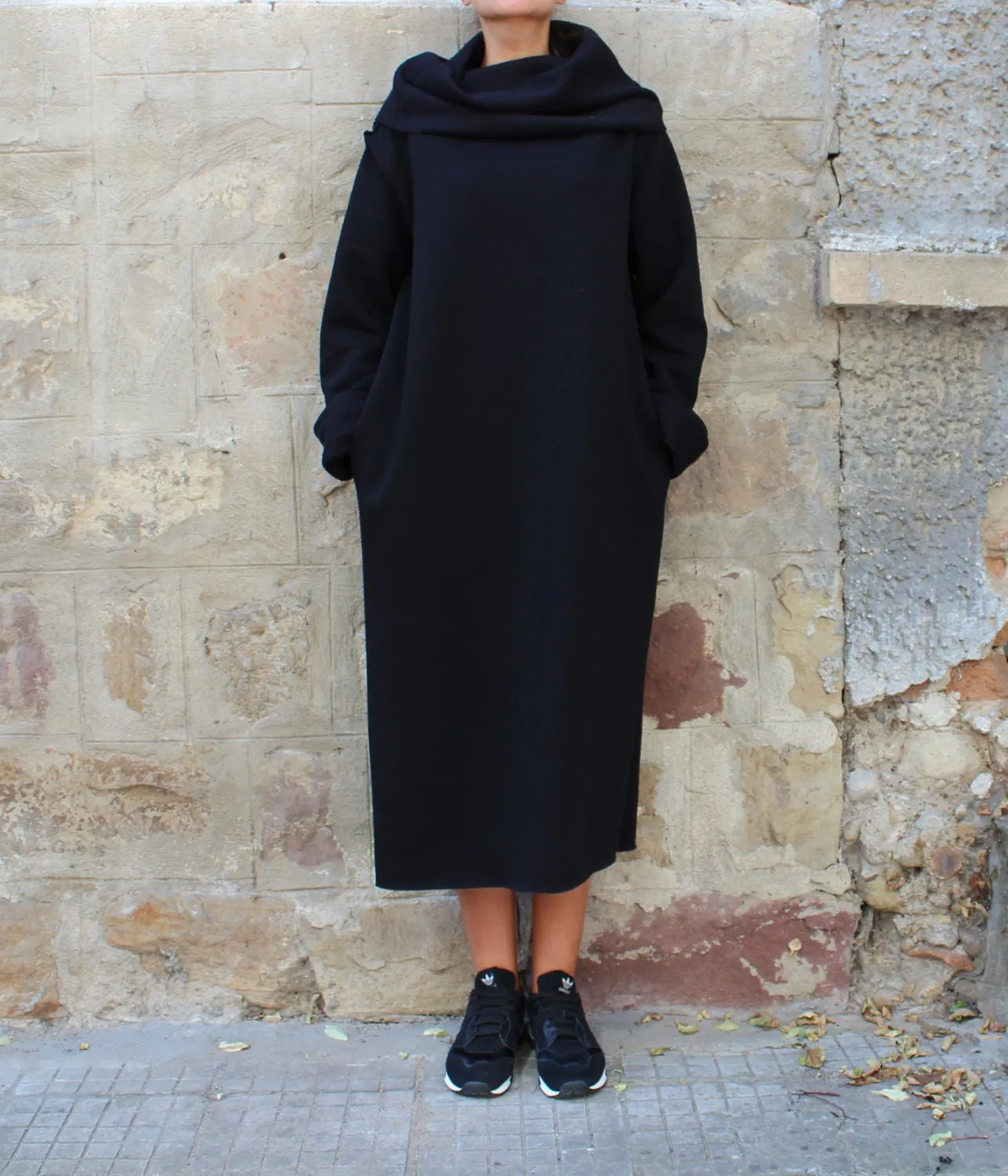 Plus Size Dress, Black Cozy Dress, Turtleneck Dress, Casual Dress, Gothic Dress, Winter Cyberpunk Dress, Dark Fashion, Holiday Dress, Loose