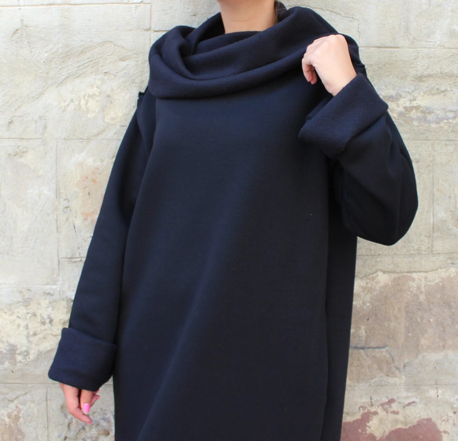 Plus Size Dress, Black Cozy Dress, Turtleneck Dress, Casual Dress, Gothic Dress, Winter Cyberpunk Dress, Dark Fashion, Holiday Dress, Loose